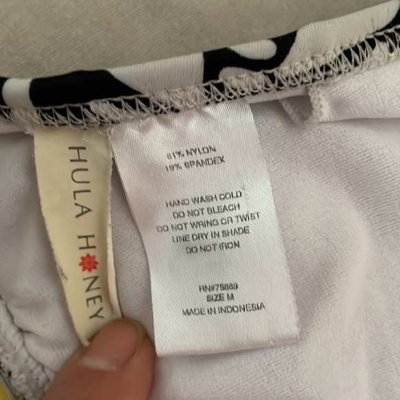 Hula Honey Bikini Top only Yellow Black White Double Tie, Around Neck and Back M - Picture 7 of 8